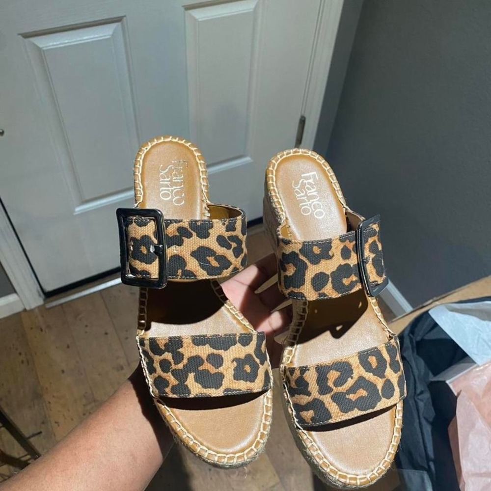 Franco Sarto leopard print wedge espadrilles Size 9 - Picture 5 of 8